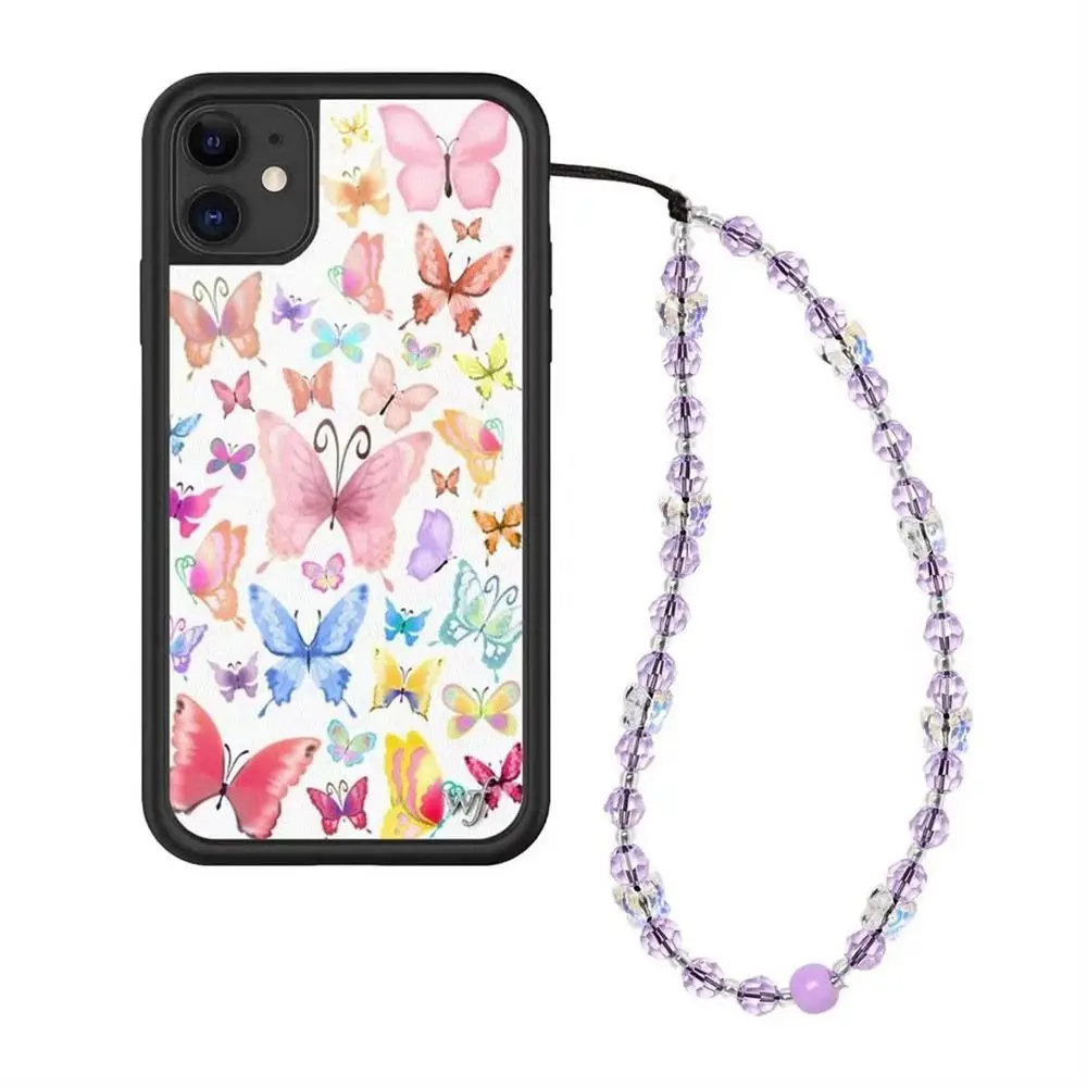 Wristlet String Phone Charm Pearl Crystal Glass Beaded Phone Wrist Strap Phone Lanyard Anti-Lost Lanyard Mobile Phone Chain