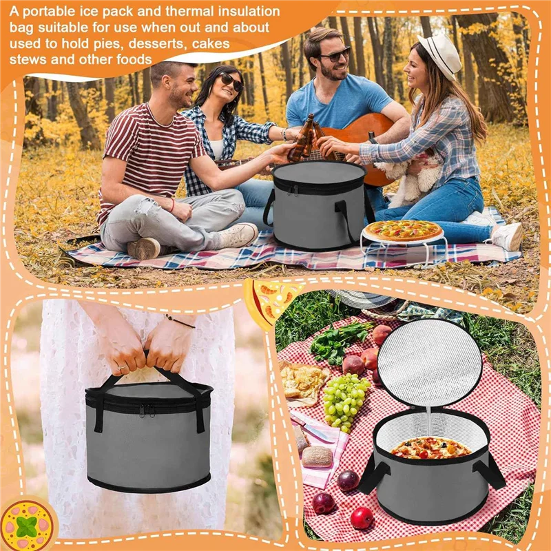 

Practical-2 Sets Round Pie Carrier 11 X 7 Inch With Dish Tray Plate Stacker Insulated Casserole Carrier With Lid Reusable Cooler
