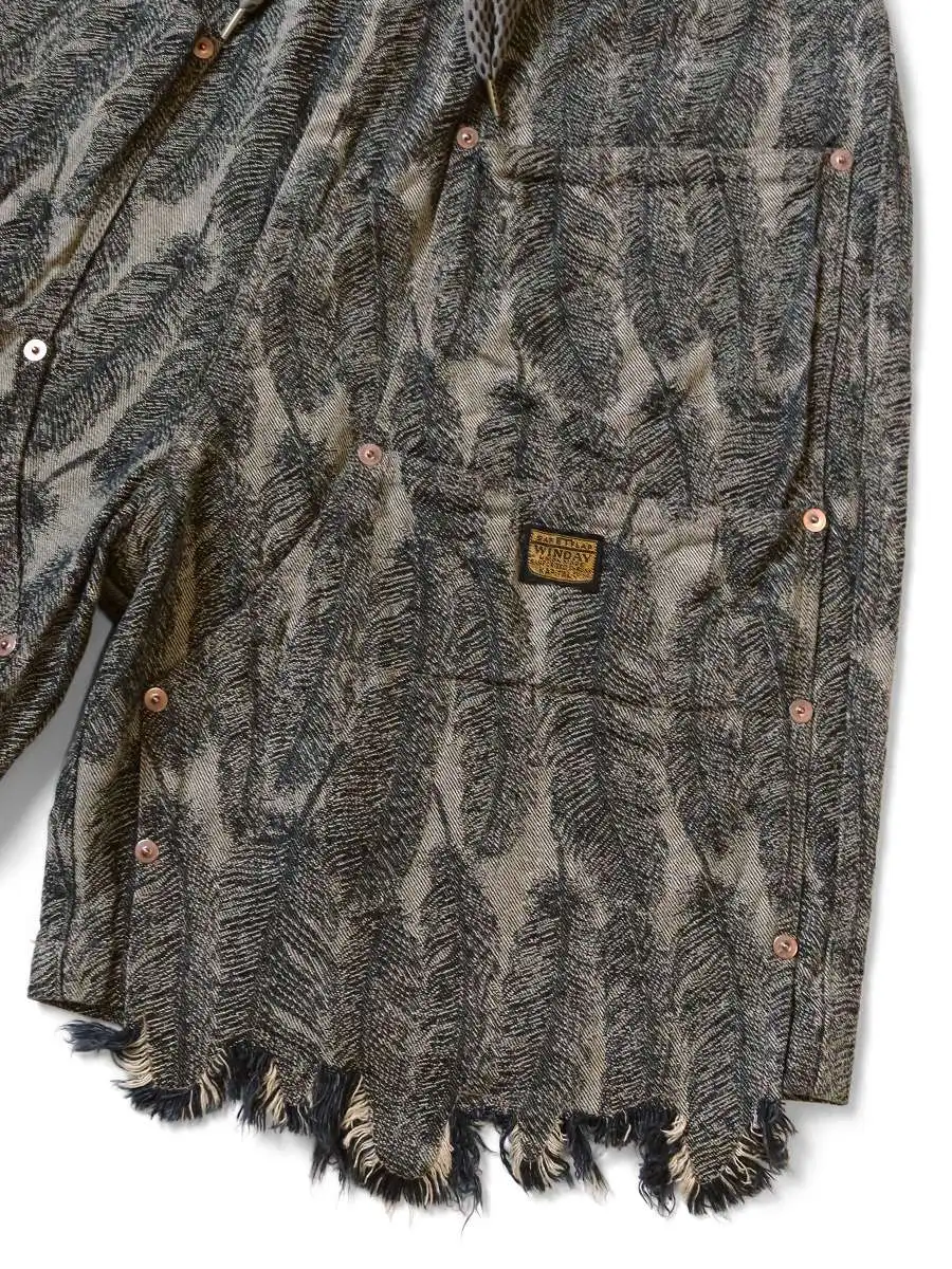 KAPITAL Feather Shorts Drawstring Jacquard Feather Tassel Loose Unisex Casual Shorts for Men