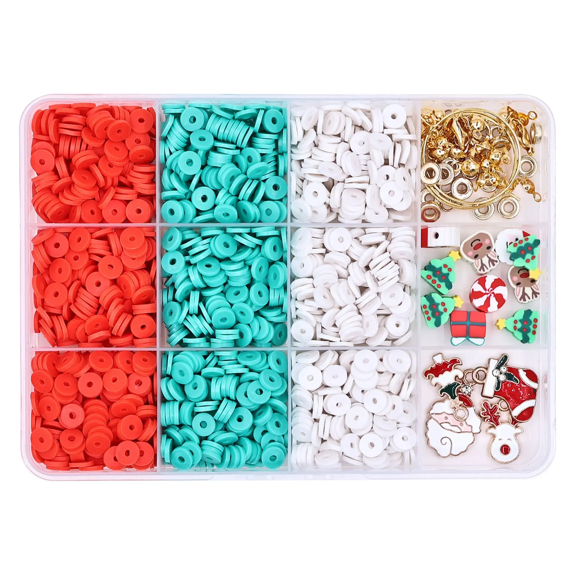 1 set of new Christmas soft clay bead bracelet DIY material bag set, bracelet string, bead jewelry accessories, beads