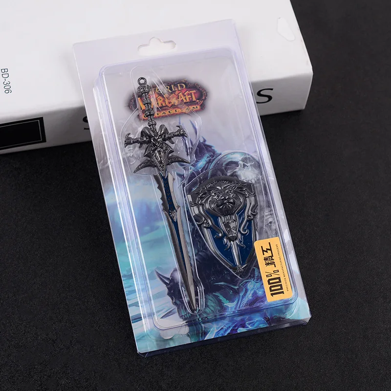 A Set Game WOW Metal Gift 15cm Weapon Model Lich King Frostmourne The Horde The Alliance Game Cosplay Prop Souvenirs Box Package