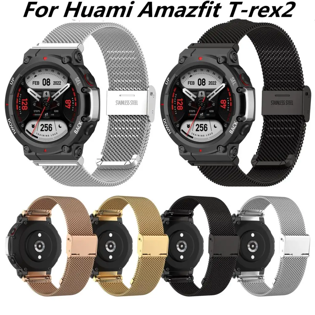 

22mm Metal strap For Huami Amazfit T-rex2 stainless steel smart watch wristband For Huami Amazfit T-rex2 48mm Watch Accessories