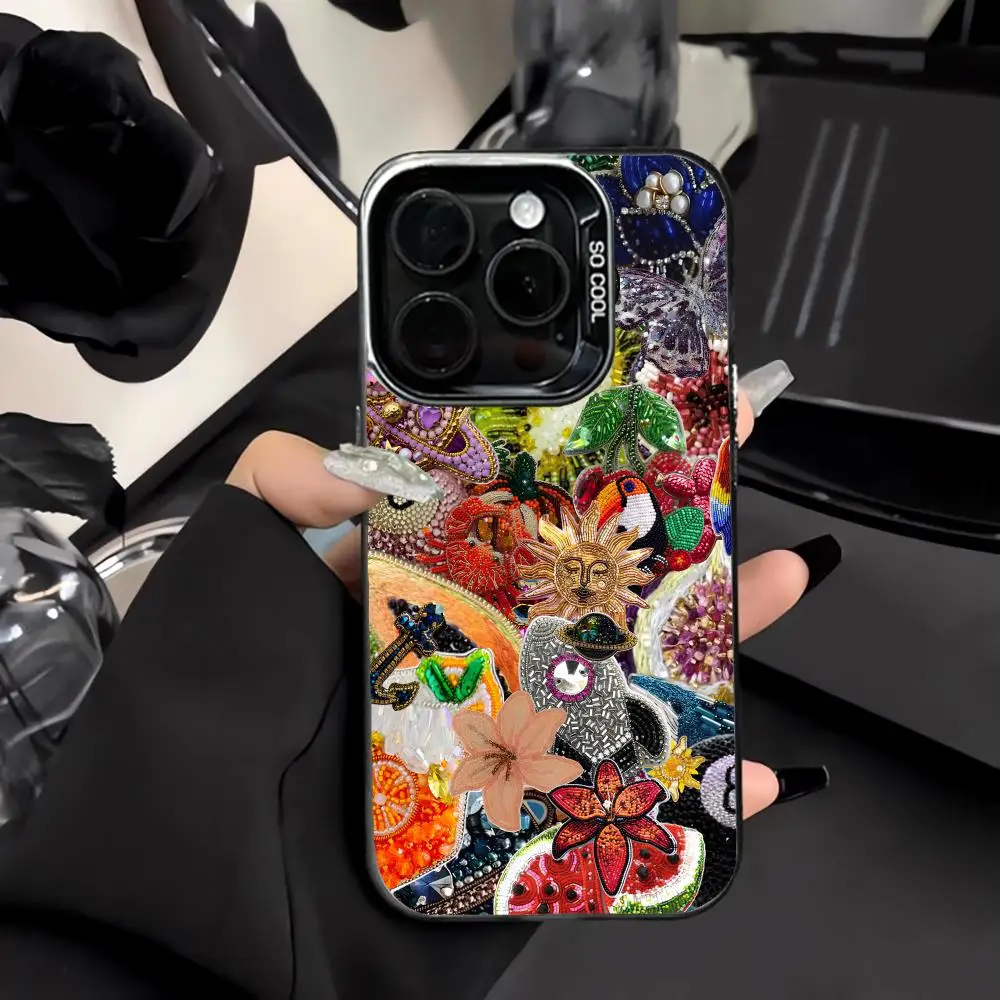 

Retro Pattern Design Mobile Phone Case Shockproof and Anti Slip Frosted Suitable for iPhone 16 15 14 13 12 11 Pro Max Plus Mini