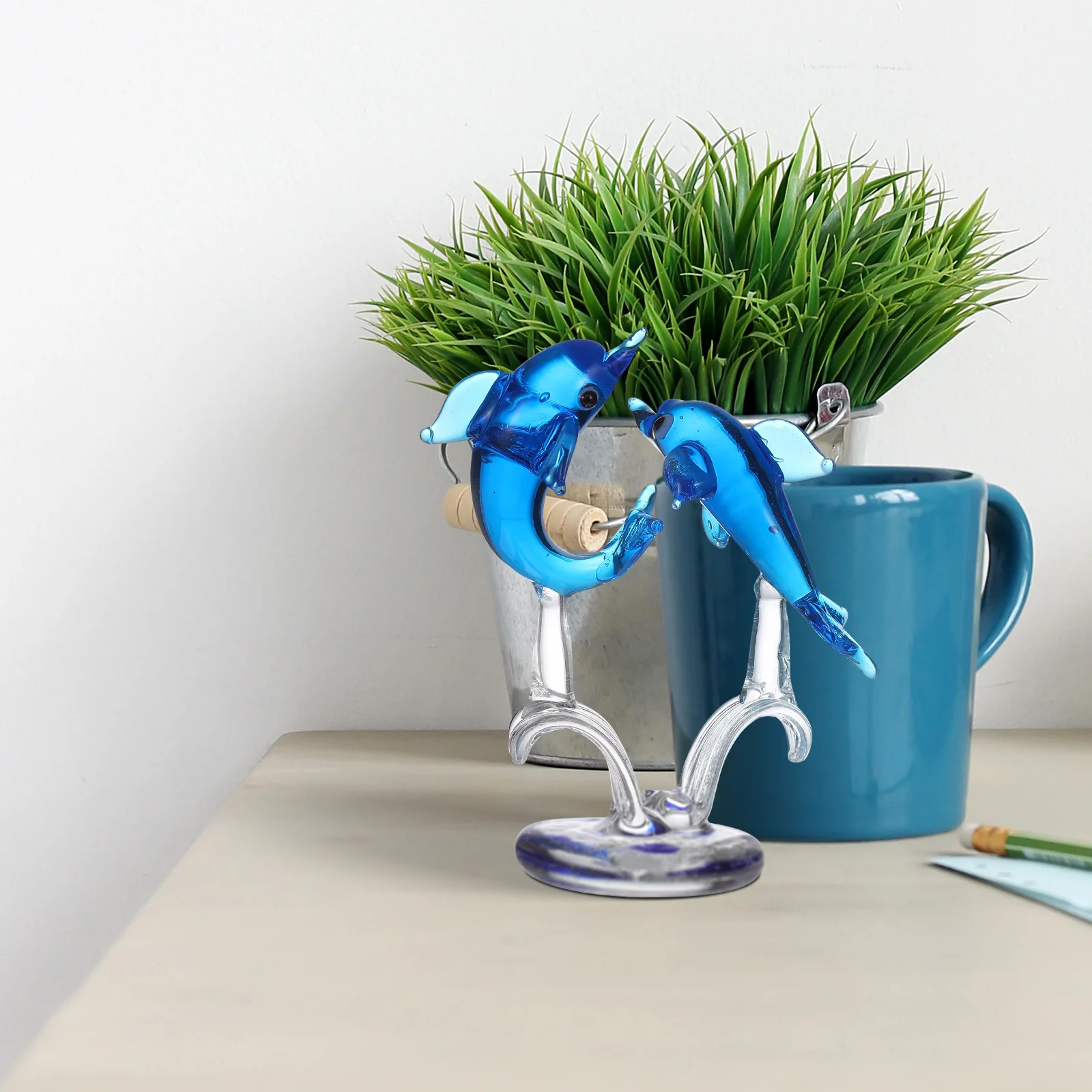

1Pcs Handcrafted Glass Dolphin Sculpture Attractive Design Ideal for Indoor and Outdoor Decoration Dolphin Ornament