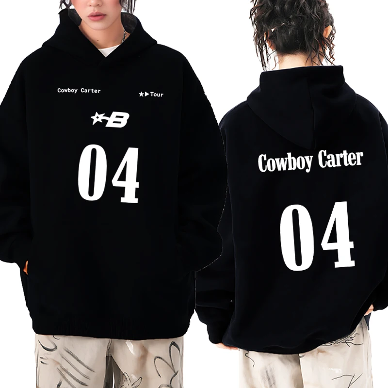 

High Quality Beyonce Cowboy Carter Tour 2025 printed black Hoodies Men women vintage Fleece streetwear Unisex Casual Sweatshirt
