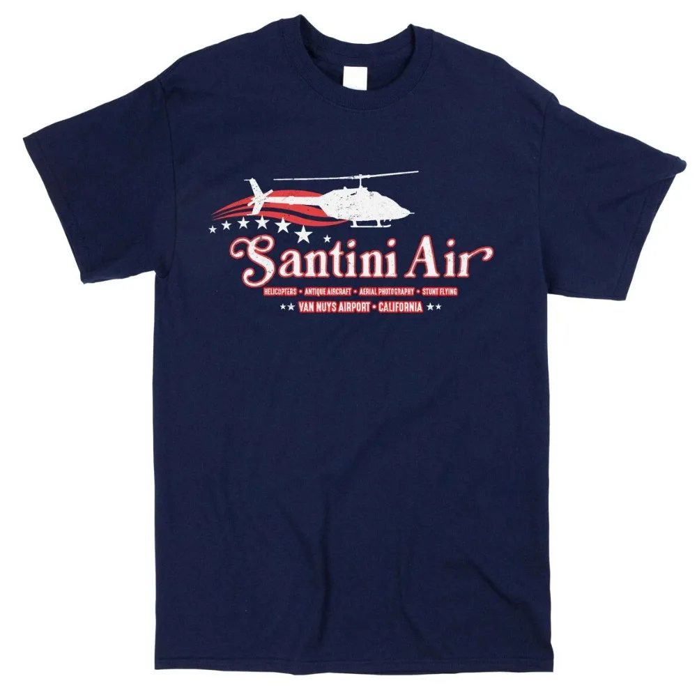 Camiseta Santini Air Helicopter Stunt Flying Graphic masculina e feminina, casual, de algodão, manga curta, gola redonda