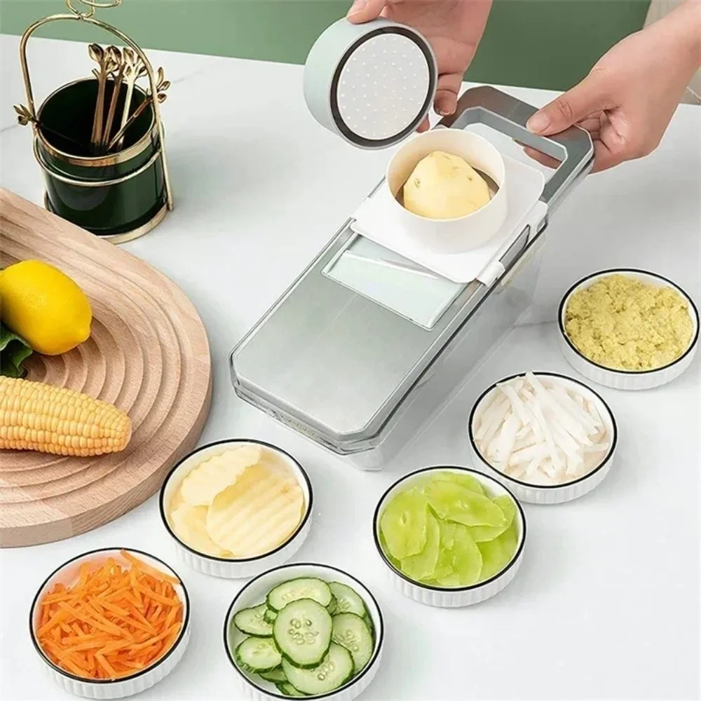 

​Adjustable 6 in 1 Veggie Slicer Multifunctional Manual Operation Vegetable Cutter​ Stainless Steel​ Julienne Shredder
