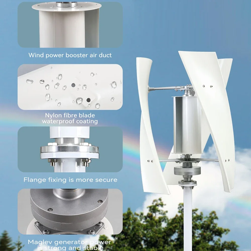 New Arrive 2000W 3000W Vertical Axis Wind Turbine 48v/24V Alternative Energy Generator 2KW 220v AC Output Household Complete Kit