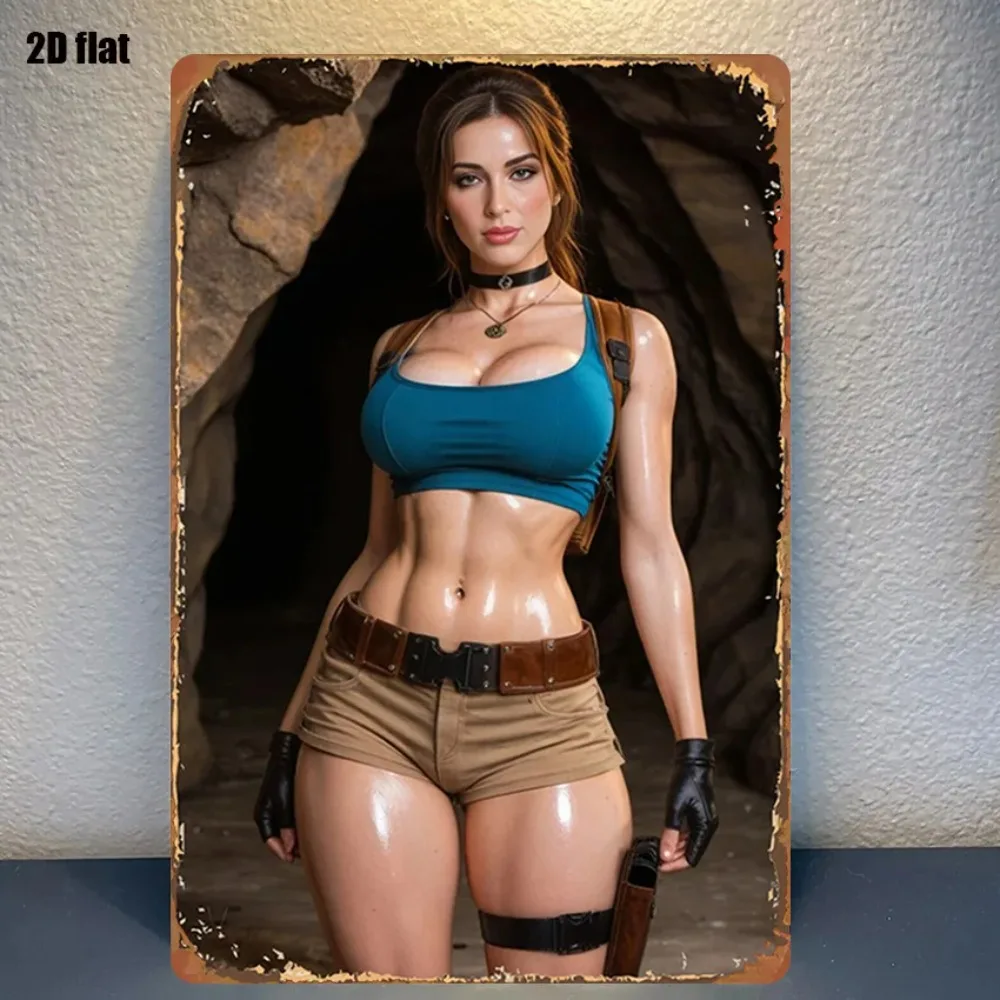 

Vintage Metal Tin Sign Adventure Goddess Cave Exploration Wall Decor 8x12 Inch Retro Home Decor for Living Room Gaming Room Bar