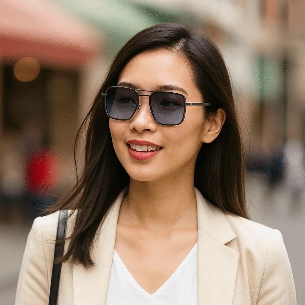

Fashion Big Frame Square Sunglasses Punk Lightweight Double Beam Sun Glasses UV400 Alloy Men Eyewear Unisex