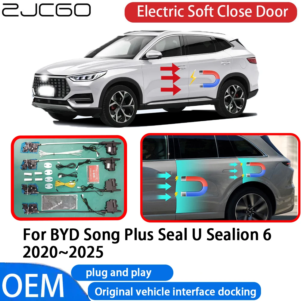 

ZJCGO for BYD Song Plus Seal U Sealion 6 2020-2025 Car Automatic Electric Soft Close Door Closer System OEM Plug and Play