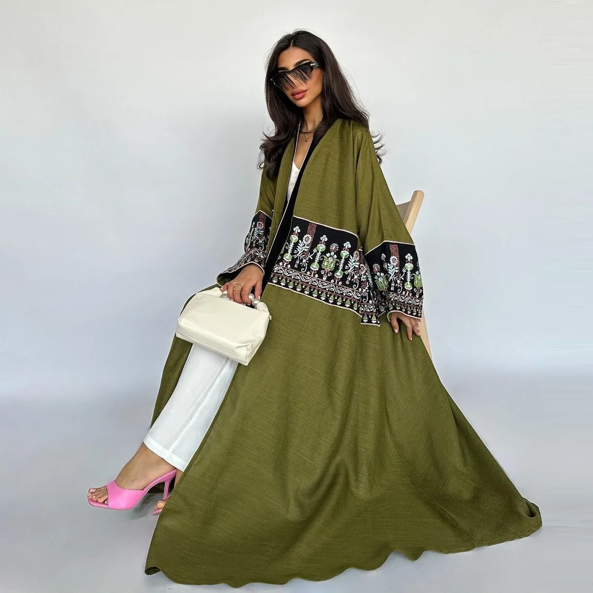 

Eid Muslim Kaftan Kimono Open Abaya Damen Dubai Luxury Abayas Kebaya for Women Caftan Marocain Robe Femme Musulmane Jalabiya New