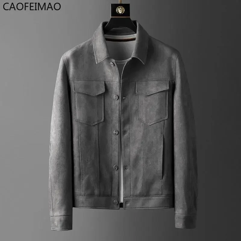 

Caofeimao Autumn 2023 Suede Men's Coat Spring New Senior Texture Tooling Light Luxury Business Casual British Jacket Joker Top