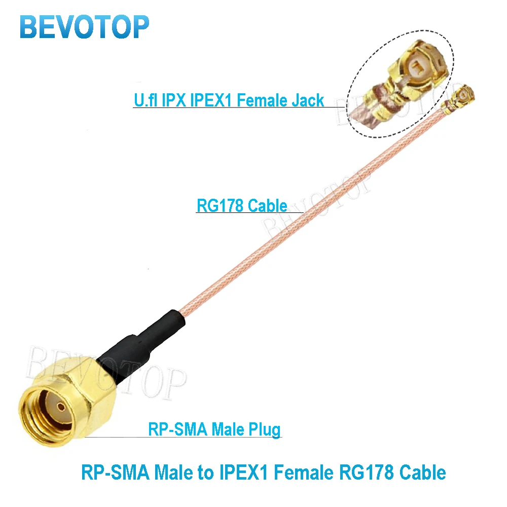 10PCS SMA to RG178 Cable SMA Male to uFL/u.FL/IPX/IPEX-1 Female Adapter RF Coaxial Pigtail WIFI Antenna Extension Cable