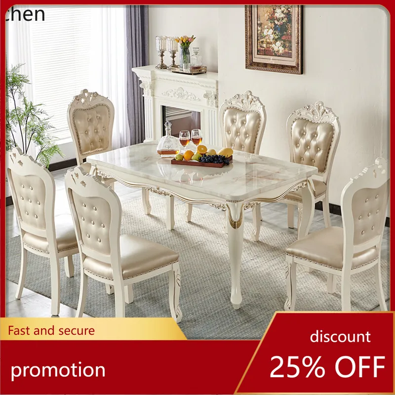 

ZMLdining table and chair combination marble simple small apartment household rectangular solid wood dining table