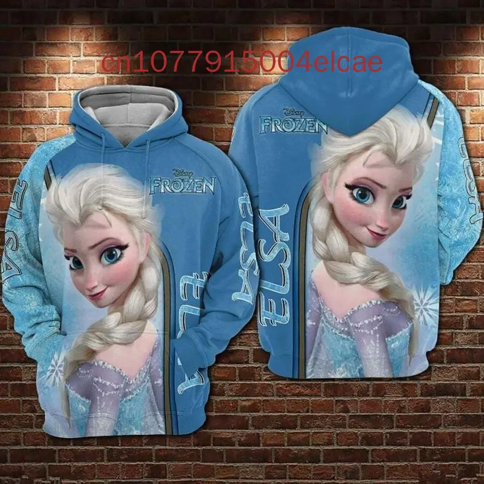 

Disney Elsa Princess Zipper Hoodie 3D Printed Casual Street Fashion Men's and Women's Long Sleeve Hoodie