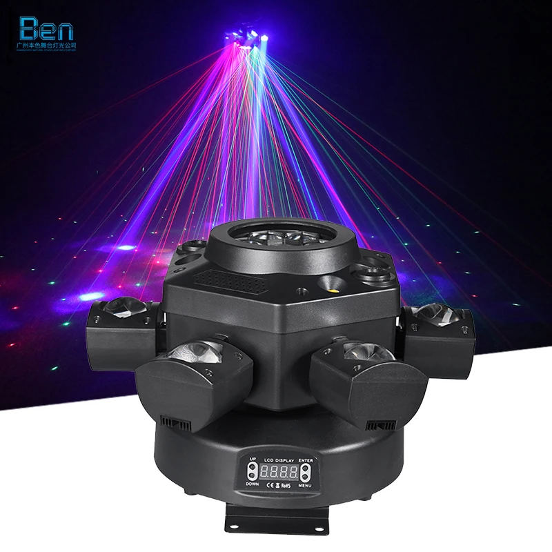 

6*10w Bee Eyes Head Moving Head Beam Lights Pattern Laser Moving Head Light DMX DJ Laser Stage Lighting for Stage Wedding Event