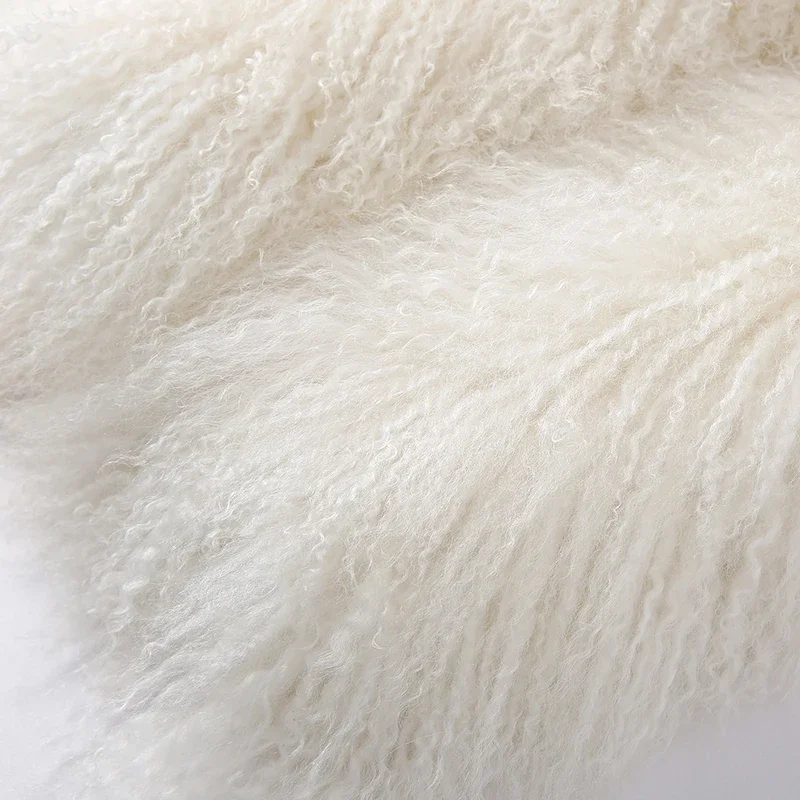 2024 Women\'s Mongolian Lamb Fur Coats Fashion Trends Winter Thick Warm Lady Natural Sheep Fur Jackets