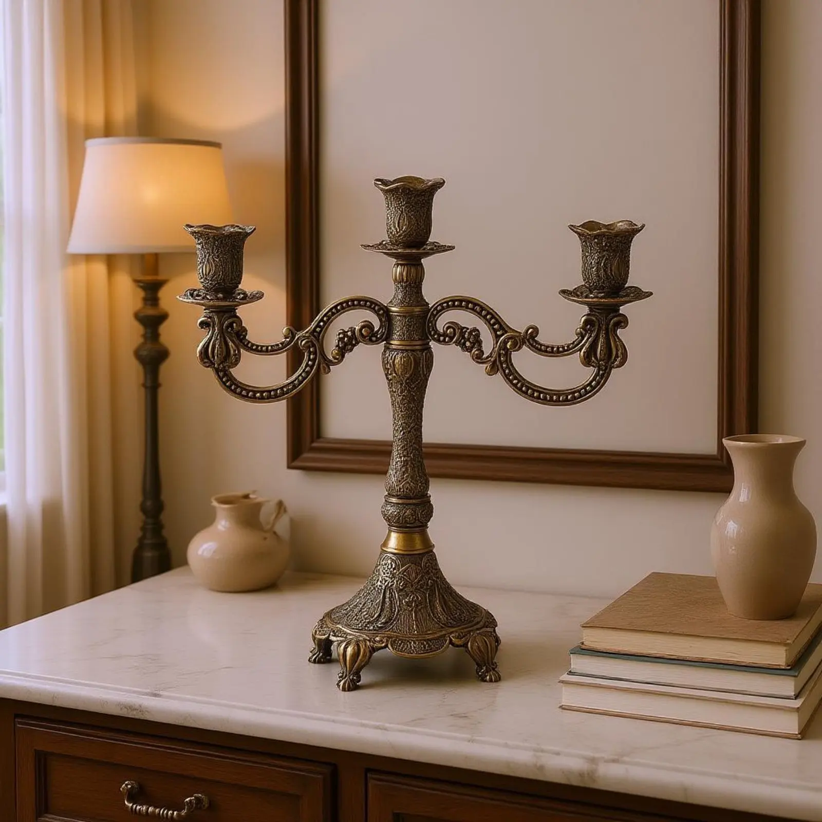 European Design Candelabra Romantic Metal Candelabra Vintage Candle Holder Ornate Metal Candlestick Multi-Arm Design for Wedding view 5
