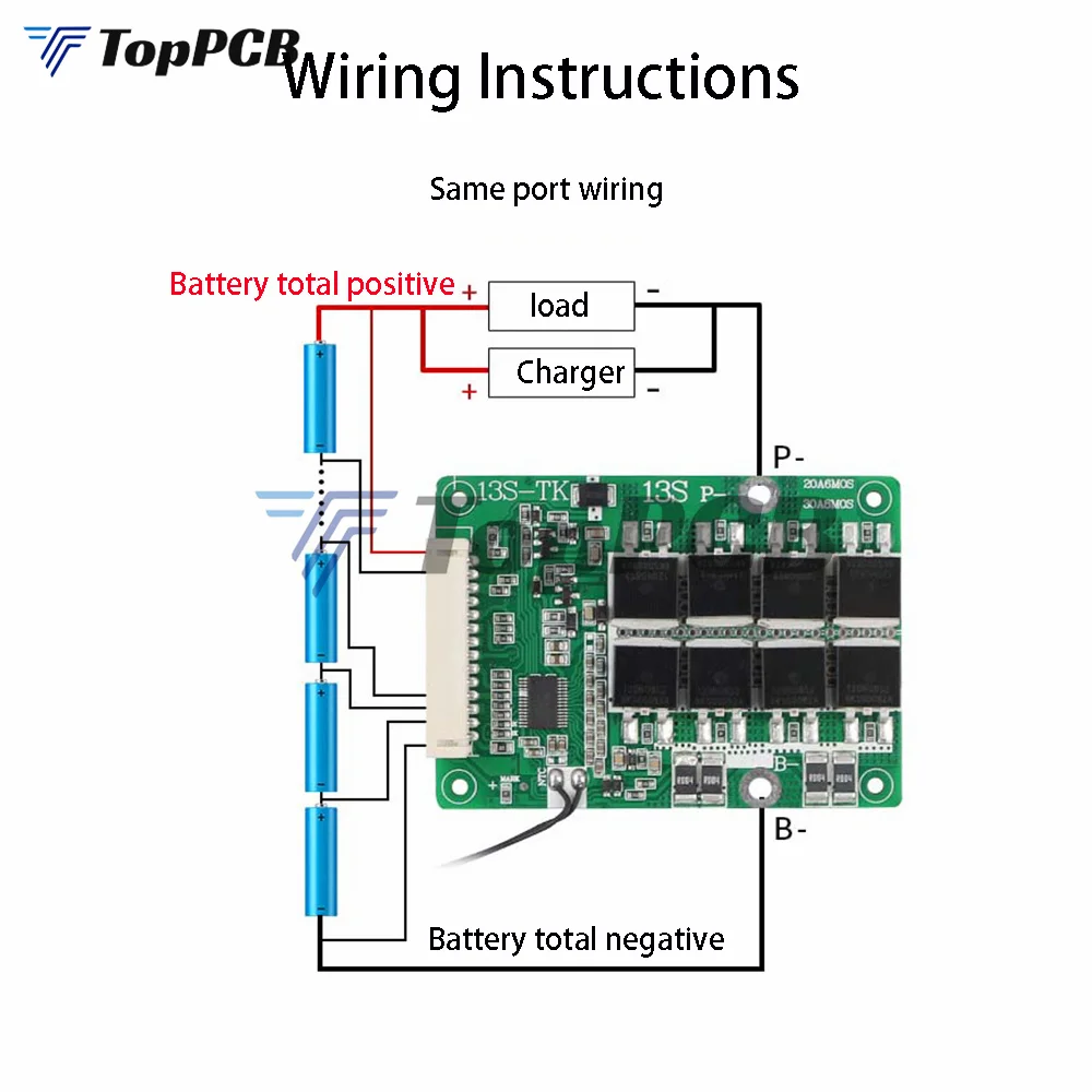 Balanced BMS 13S 20A 30A 18650 Lithium Battery Charge Board Common Port Equalizer with Temperature Control For E-bike/Escooter