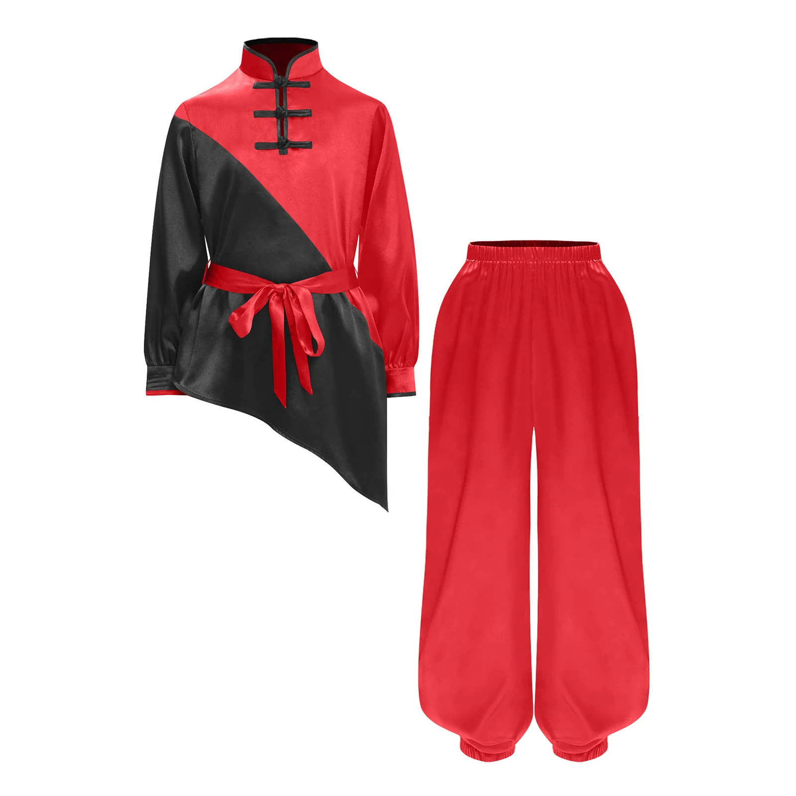 أطفال بنين بنات الكونغ فو موحدة تاي تشي وينغ تشون فنون الدفاع عن النفس الزي كم طويل مع حزام السراويل زي الهالوين التأثيري