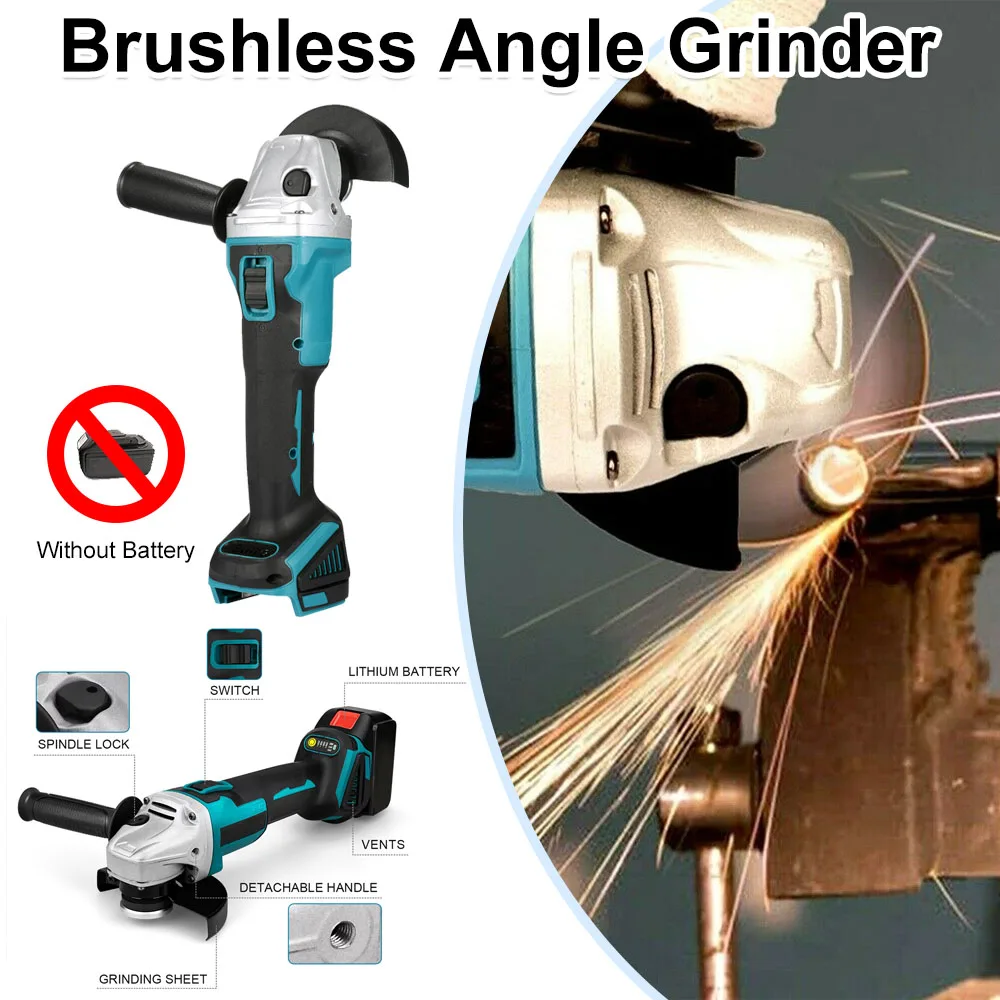 

125mm Brushless Angle Grinder Multi Scenario Universal Rechargeable Angle Grinding DIY Woodworking Cordless Cutting Power Tool