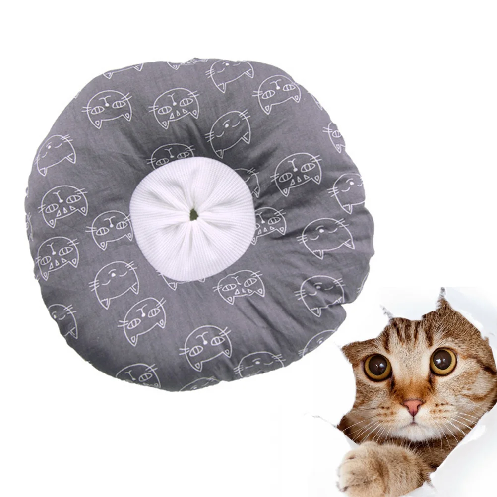 

Adorable Pattern Grey Cat Size L Anti-Scratch Protective Elizabethan Collar for Pet Post and Healing