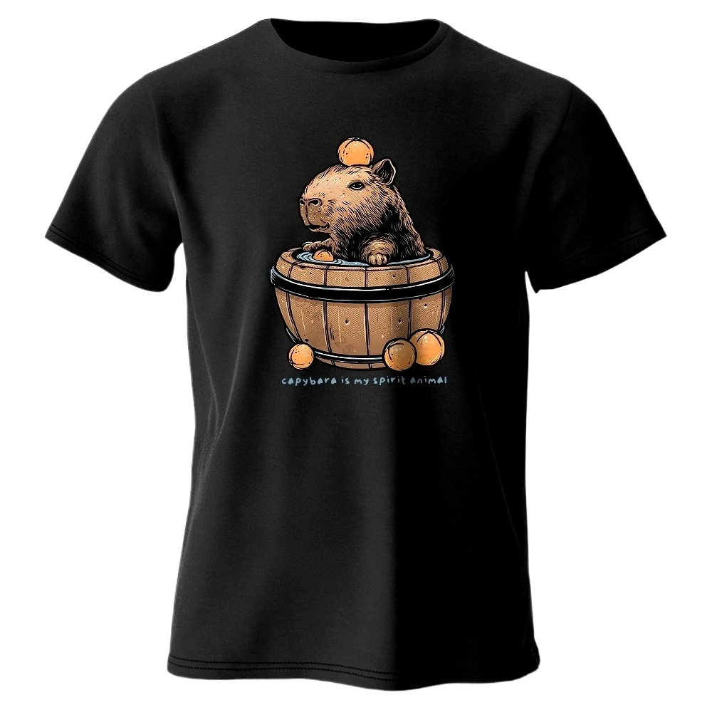 Capybara In Barrel Artoonish Printed Women's T-Shirt Whimsi…