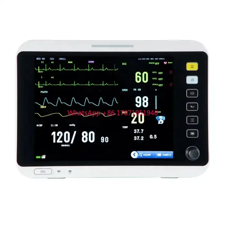 High quality 12 inches 5 parameters 6 parameter multiparameter veterinary patient monitor