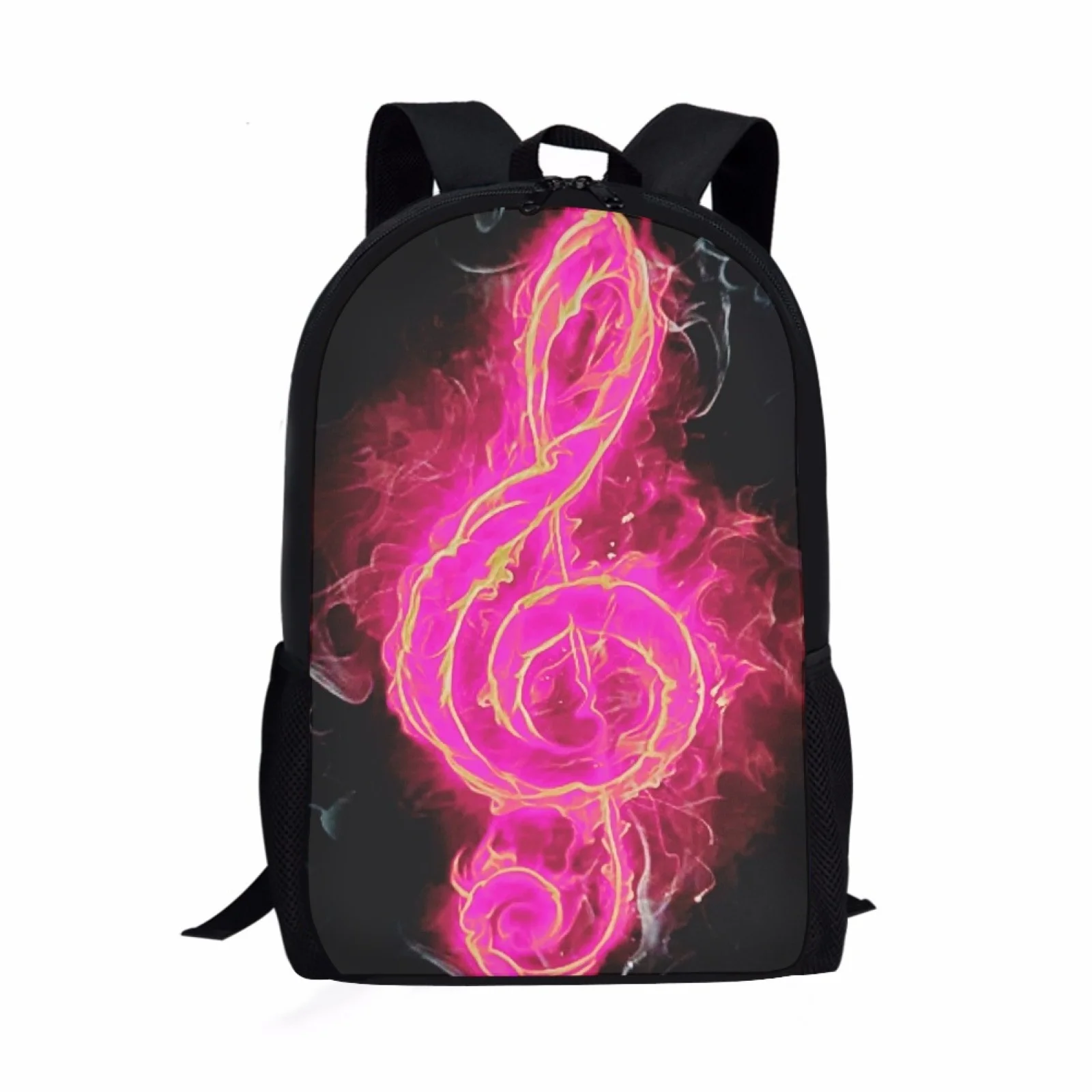 Mochilas escolares con estampado de música y llama para niños y niñas, mochilas para adolescentes, mochilas para libros