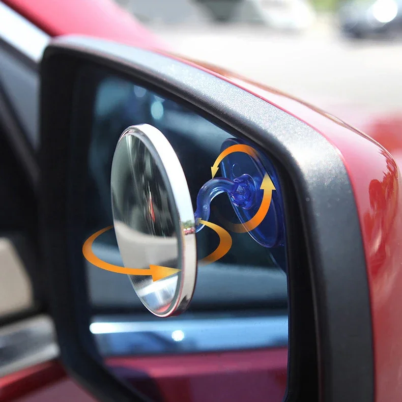 2Pcs Car Suction Cup Blind Spot Mirror 360 Degree Rotating Wide-angle Round Frame Mount Auxiliary Rearview Mirror Driving Safety