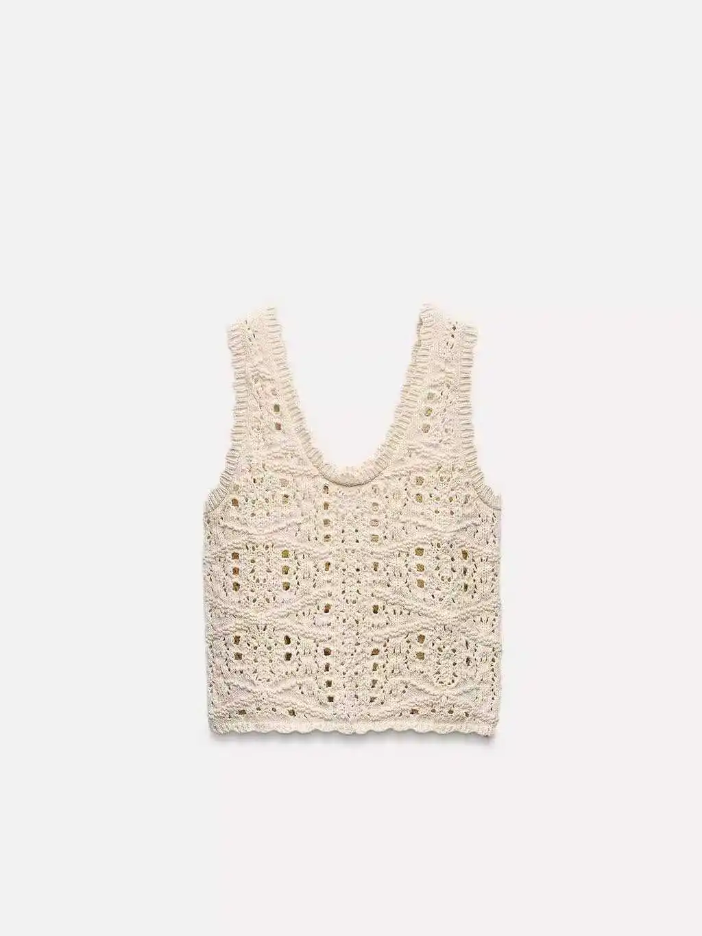 Verano 2025 nueva llegada de las mujeres de gama alta sensación de punto de encaje Crop Top Correa chaleco Top 67703 72 versátil Sle ort longitud P...