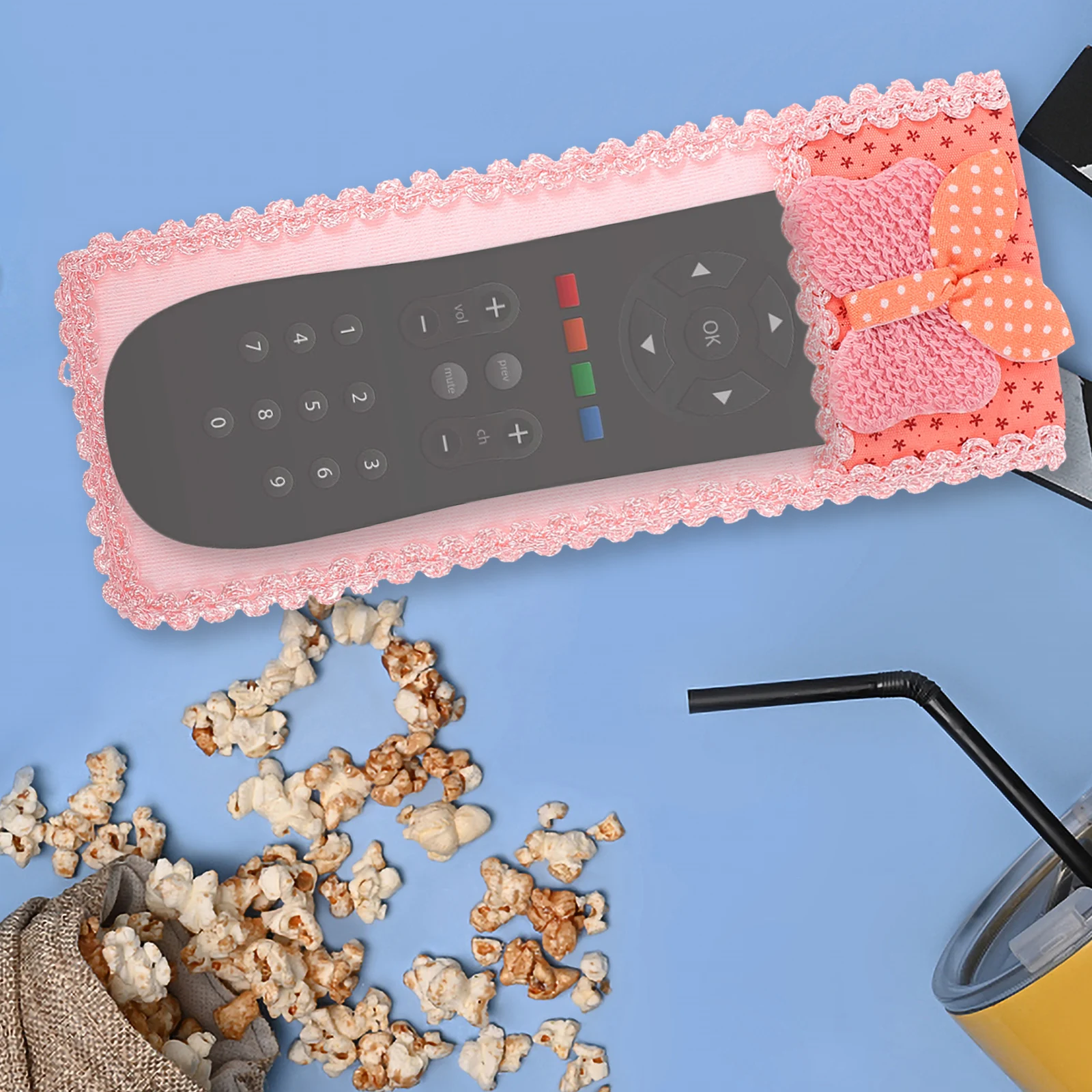 

1pc Butterfly Knot Remote Control Cover Heart Shaped Fabric Lace Protective Case Dust Resistant Ultra Thin European Design For