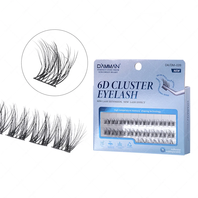 27Pcs Glue-free D Curl 0.07mm Tufted Eyelashes Self-adhesive False Lashes DIY Volume Lash Extension At Home Makeup Supplies