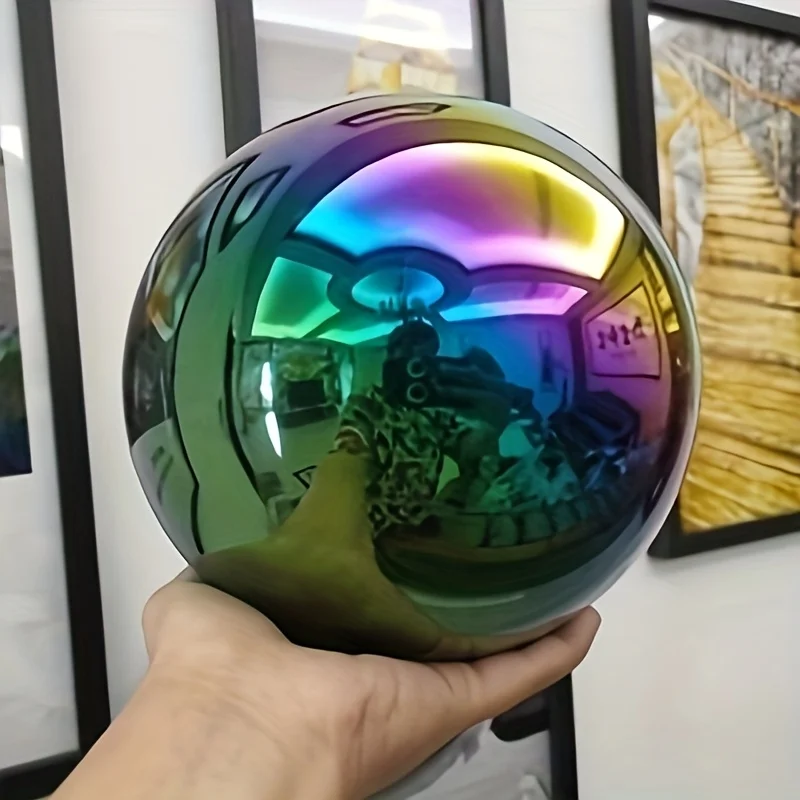 1pc Natural Rainbow Large Aura Obsidian Crystal Sphere-Cyberpunk Aesthetic, Halloween/Christmas Decor Ornaments