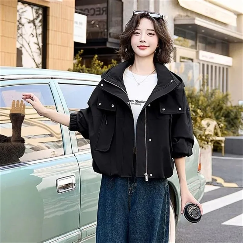 Women's Loose Casual Hooded Versatile Short Jacket, Small Stature 2026 Winter Korean Version Workwear Design Sense Jacket Top