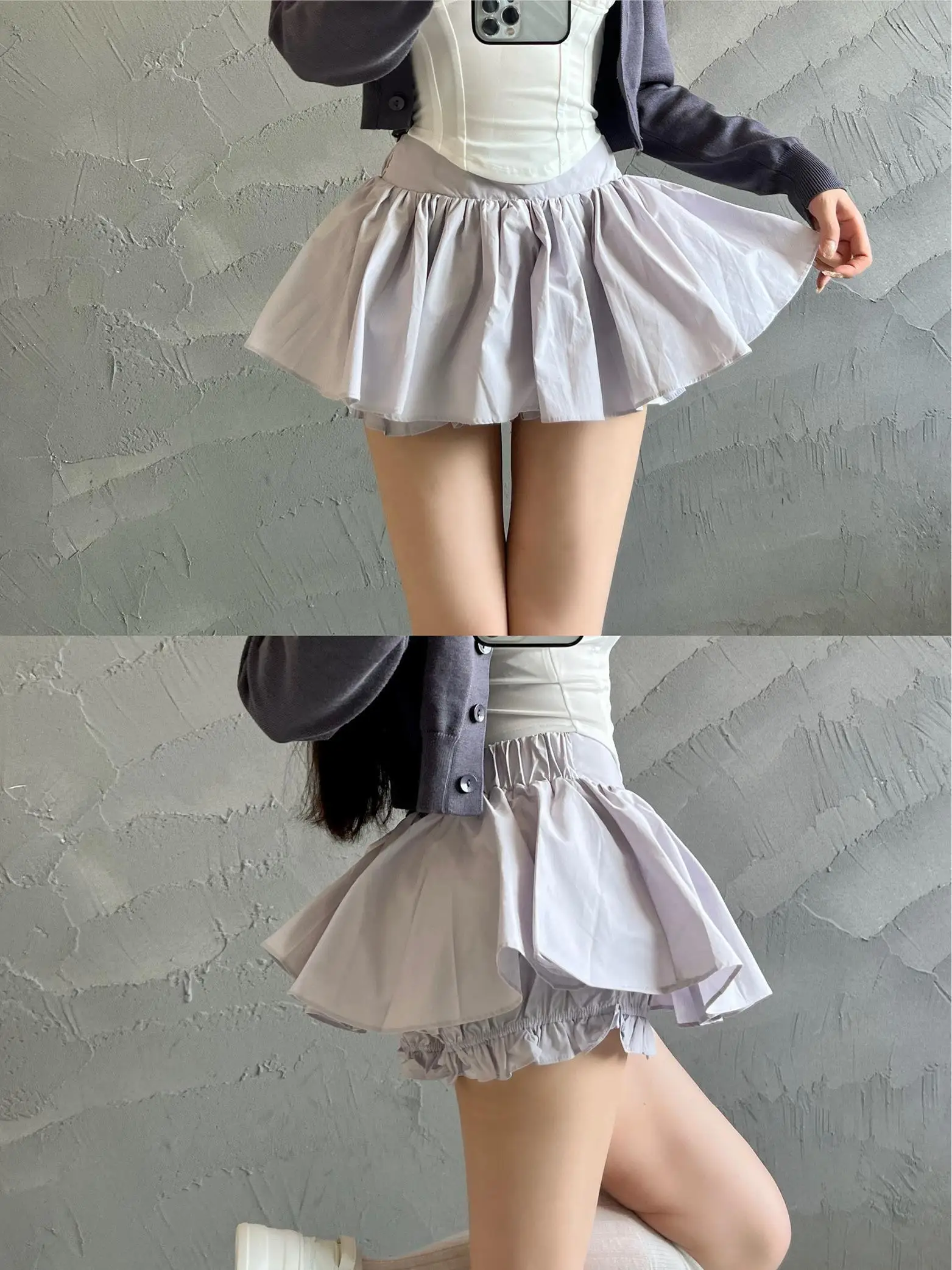 Puffy Ballet Style Half Length Skirt Women's Cake A-line Skirt Safety Skorts Folding Mini Skirt Fashion Korean Women c