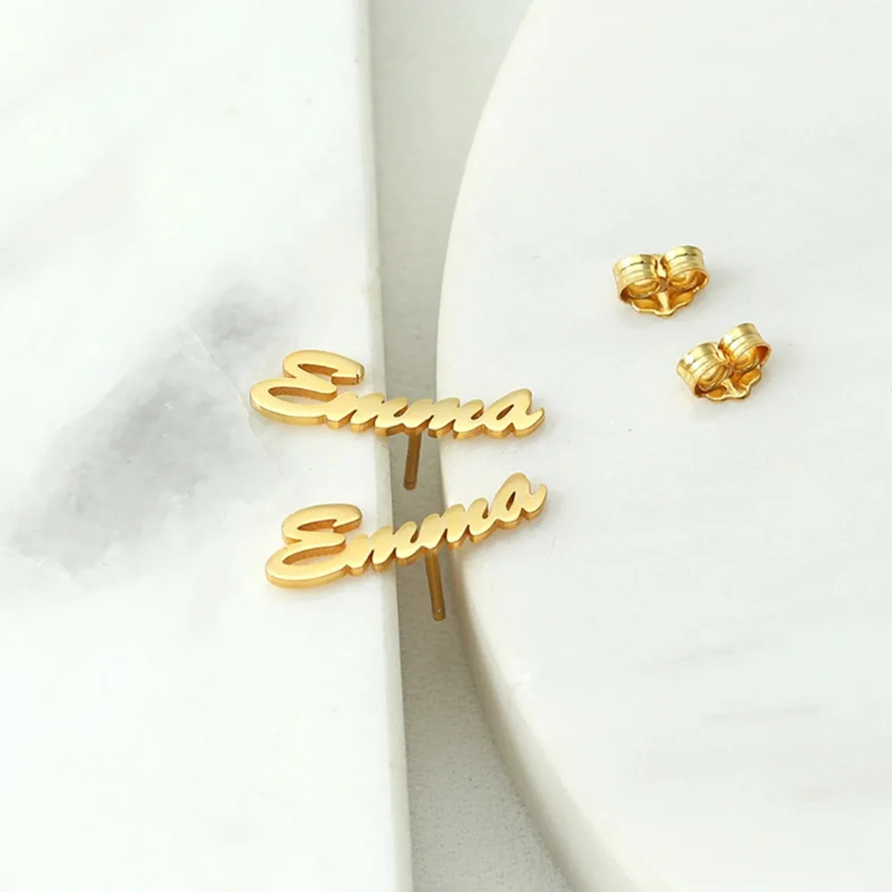 Customized Name Personalized Font Boutique Earrings Stainless Steel Exquisite Gift for Family