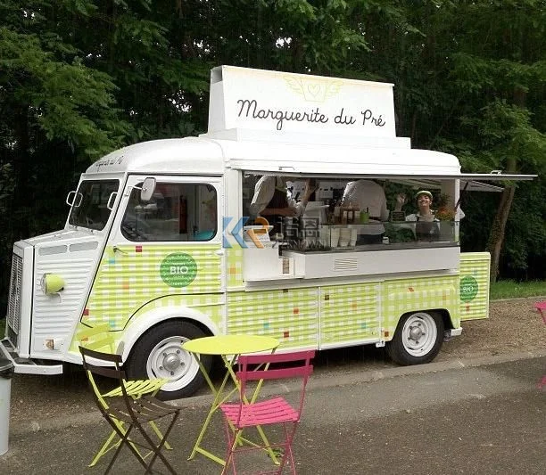 Elektrische snackvoedselwagen Mobiele voedselwagen met volledig uitgeruste machine voor ijskoffiepizza