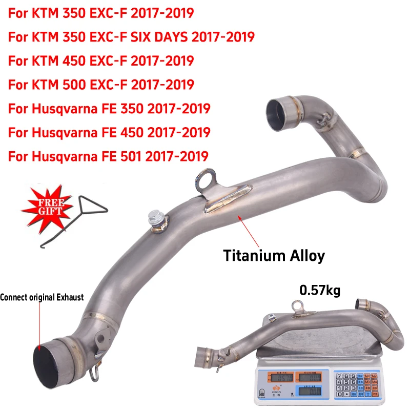 

Motorcycle Exhaust Escape Aluminum Front Link Pipe For KTM 350 450 500 EXC-F SIX DAYS 2017 - 2019 For Husqvarna FE 350 450 501