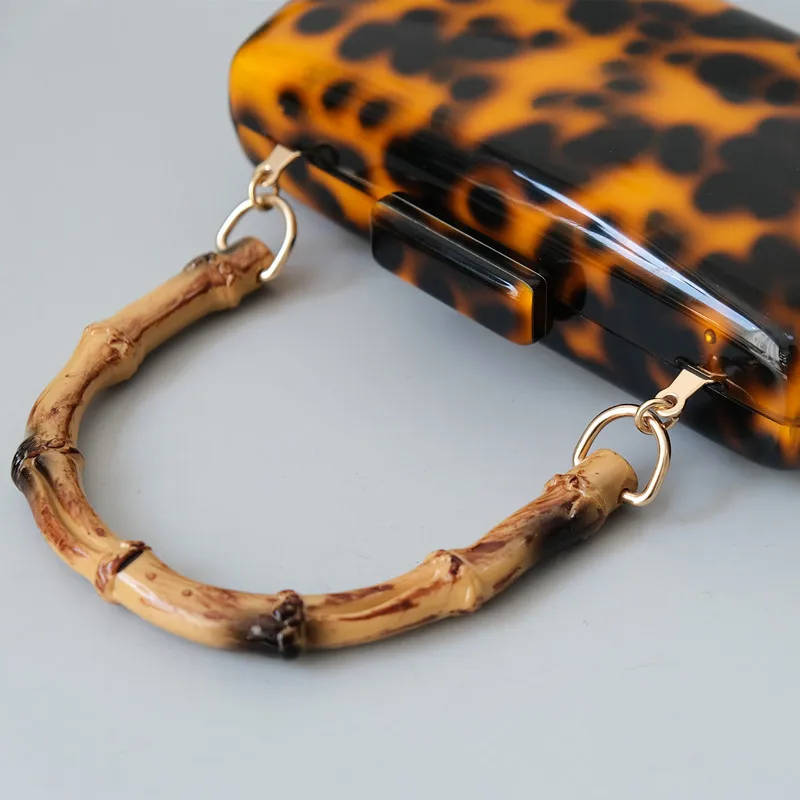 Neue Trendige Taschen Mode Damenhandtaschen Leopard Acryl Luxus Party Abendtasche Damen Lässige Stilvolle Henkel-Box-Clutch Geldbörse – Detail 5