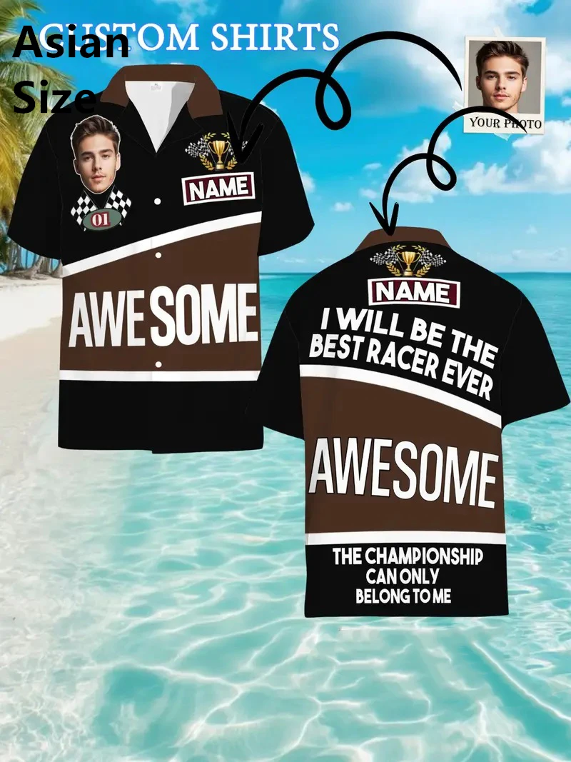 Custom Hawaii Men Beach Shirts Cute Design Button Clothing Customized Champion Shirt Photos Female Blouses Camisas De Hombre Top