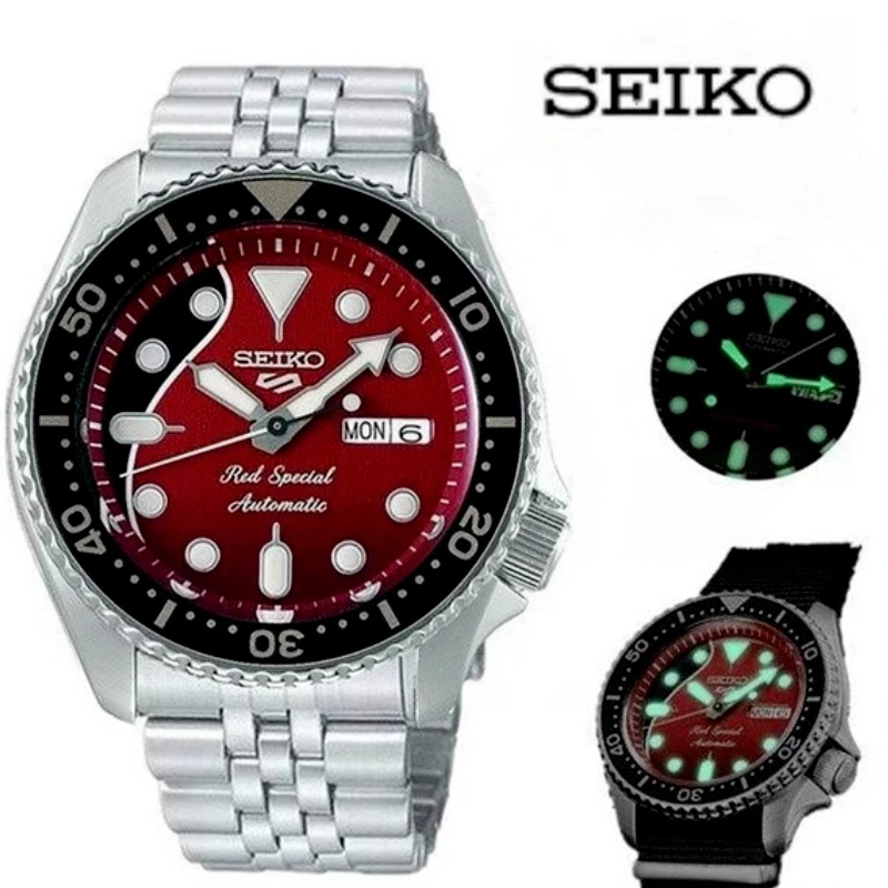 SEIKO-reloj con movimiento mecánico automático para hombre, pulsera con calendario multifuncional, edición limitada, serie 5