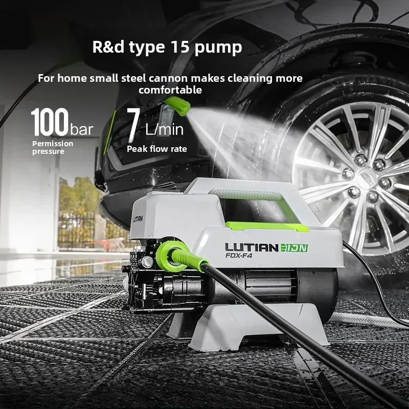 Durable 1400W Induction Car Washing Machine High Power Household High Pressure Water Gun Strong Brush Car Foam Cleaning A
