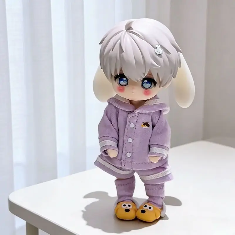 

Cute Knit Hoodie Set for OB11 BJD Dolls Soft Fleece School Uniform Style Top Shorts Socks 3pcs Outfit for GSC Body Accessories