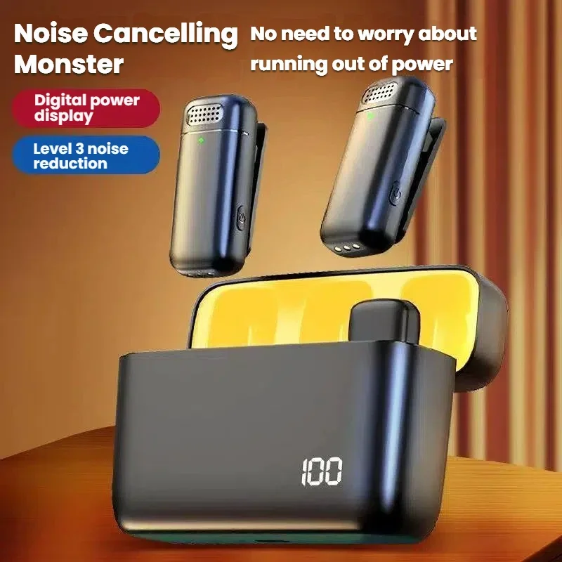 New K6 Wireless Collar Microphone with Digital Display Charging Box Video Recording Intelligent Noise Reduction Portable Design