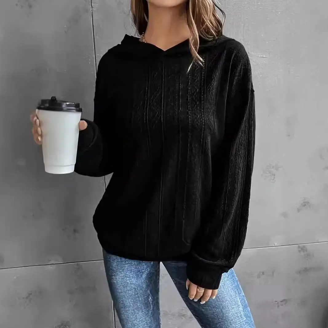

Floral Print Women's Pullover Hoodie Long Sleeve Casual Style Polyester Fiber Adult Size Waist-Cinching Design Hooded Sweatshirt