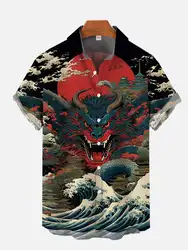 Men's Shirt Dragon Print Casual Daily Tops 3D Printing Short Sleeve Shirt Fashion Unisex Hawaiian Shirts For Men Harajuku
