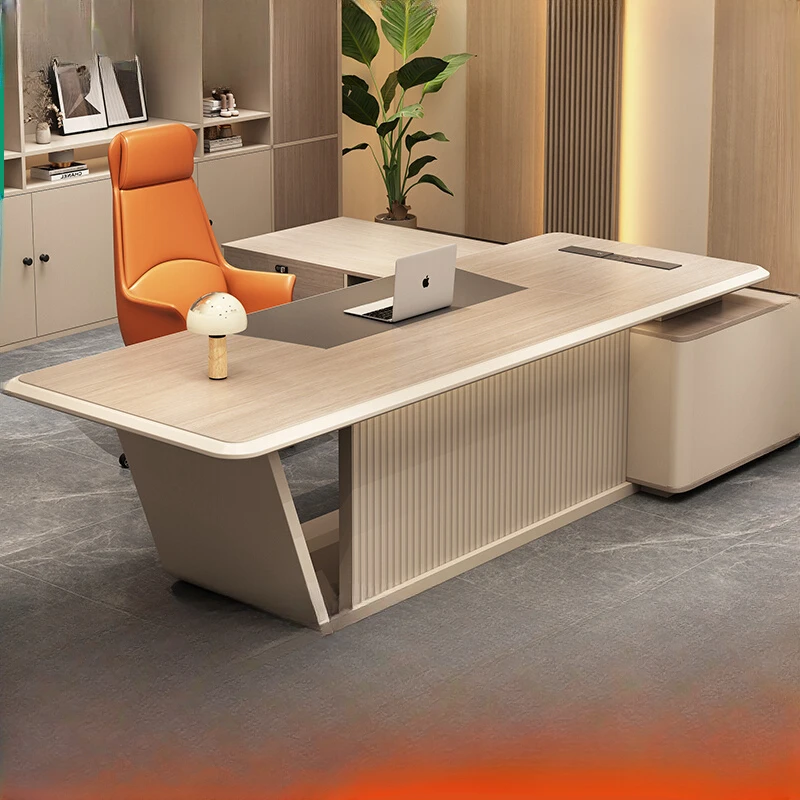 The combination of boss's desk, office desk, and chair is simple and modern. The executive desk, supervisor's