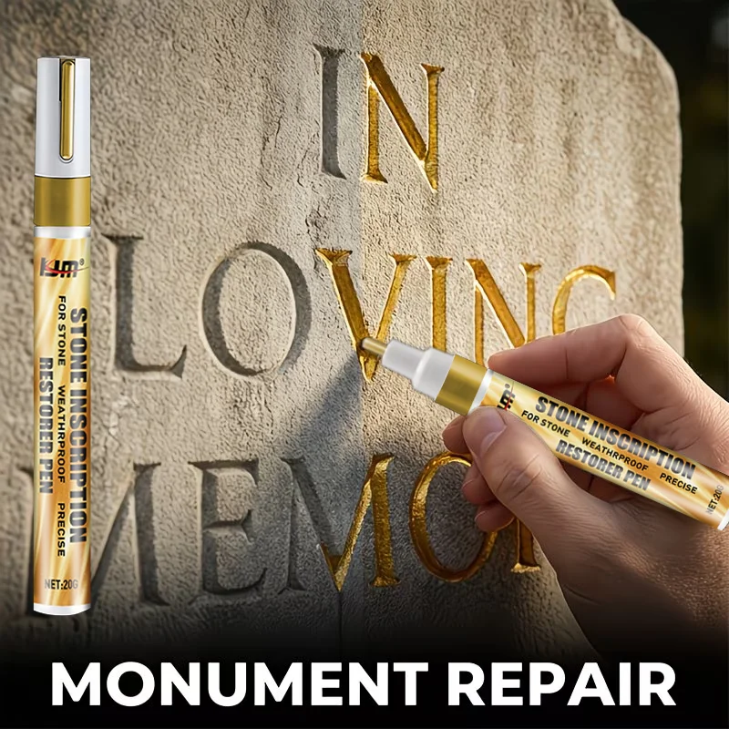 Stone Inscription Restorer Pen Weatherproof Gold Paint Pen For Tombstone Monument Pet Memorial Stone Graffiti Repair